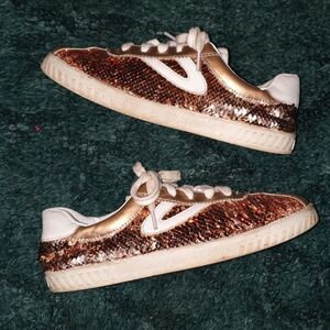 Tretorn Camden Copper Sequin Sneakers sz 6